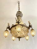 Stag head button empire chandelier