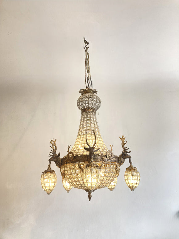 Stag head button empire chandelier