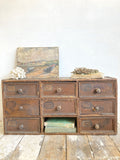 Rustic antique tabletop drawers