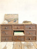 Rustic antique tabletop drawers