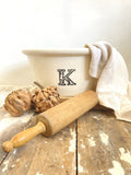 Large Victorian stoneware 'K' for Kitchen Bowl