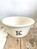 Large Victorian stoneware 'K' for Kitchen Bowl