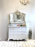 Antique French marble top dressing chest