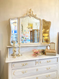 Antique French marble top dressing chest