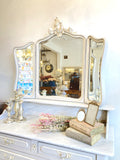 Antique French marble top dressing chest