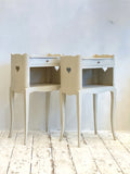 Pair of painted French heart chevets