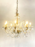 Vintage glass & crystal 8 arm chandelier