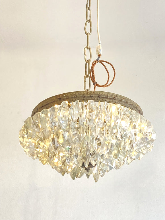 Antique multi-tier chandelier with iceberg crystals