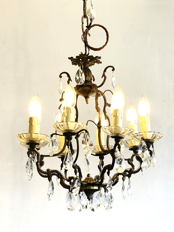 Vintage 8 arm birdcage chandelier