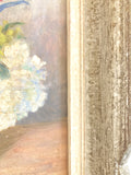 Vintage French framed floral oil painting