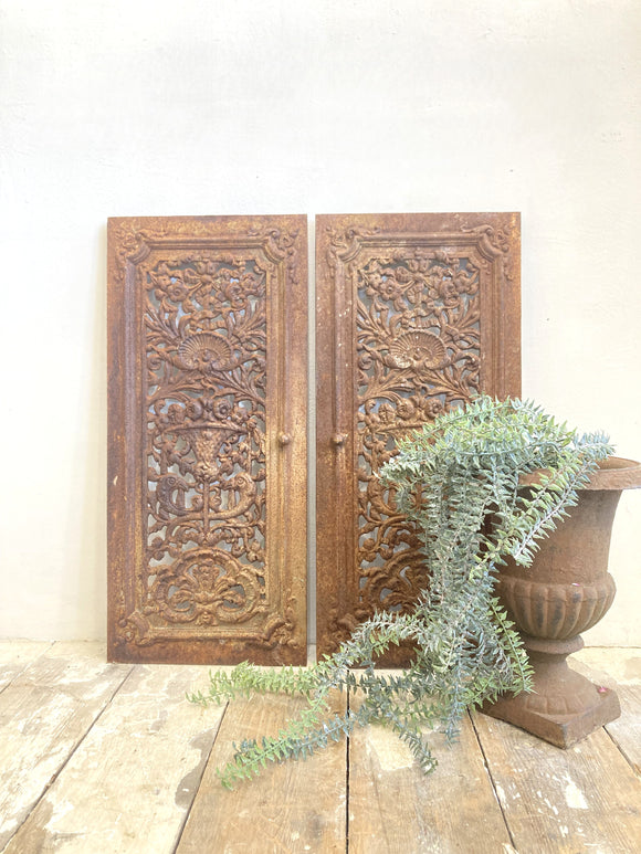 Pair of antique French cast iron doors