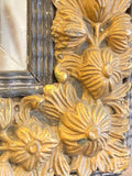 Antique French embossed brass & ebonised mirror