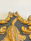 Antique French embossed brass & ebonised mirror