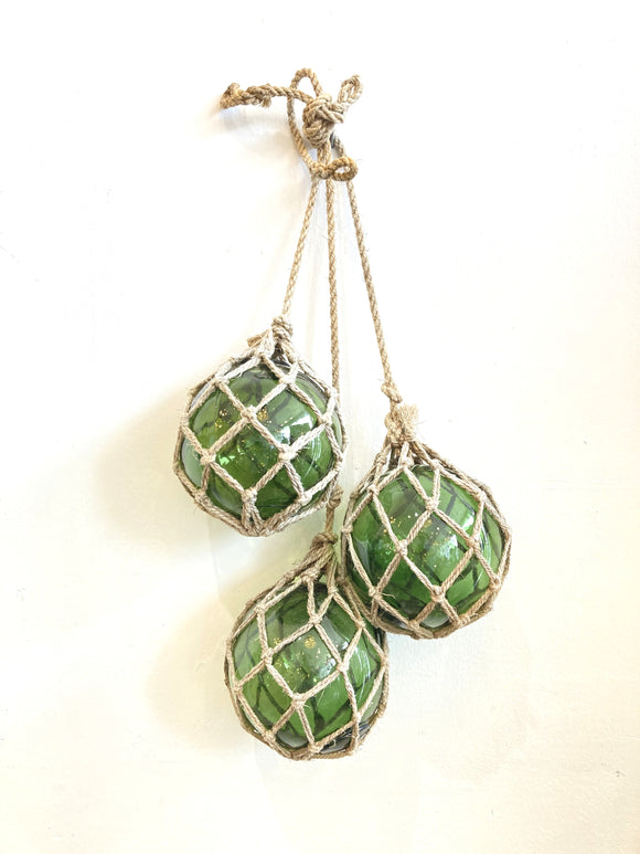 Set of 3 vintage glass fishing floats