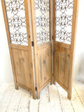 Rustic 3 panel wood & metal screen