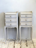 Pair of painted French 3 drawer bedsides