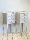 Pair of painted French 3 drawer bedsides