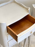 Pair of painted French 3 drawer bedsides