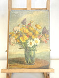 Oil on board - Vase of mixed flowers