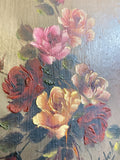 Framed floral oil on board