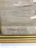 Vintage framed oil on board - 1944