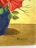 Vintage floral oil on canvas