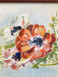 Framed floral oil on board