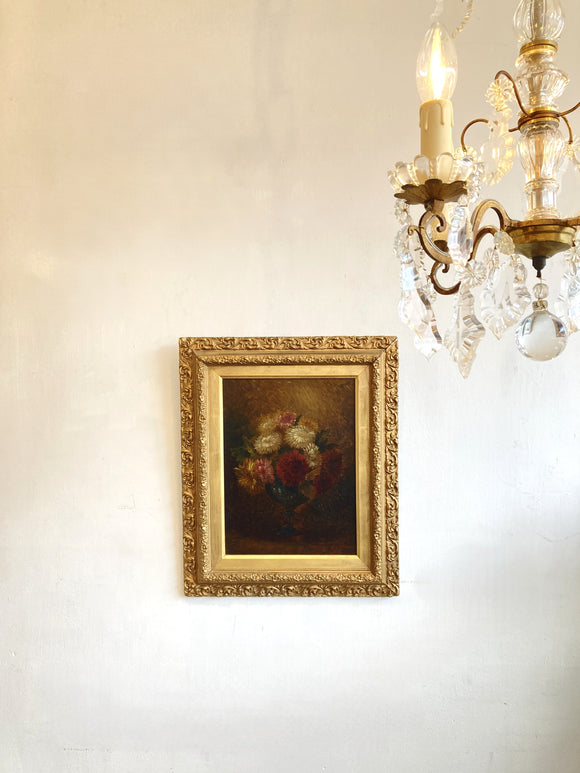 C19th framed floral oil painting