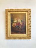 C19th framed floral oil painting