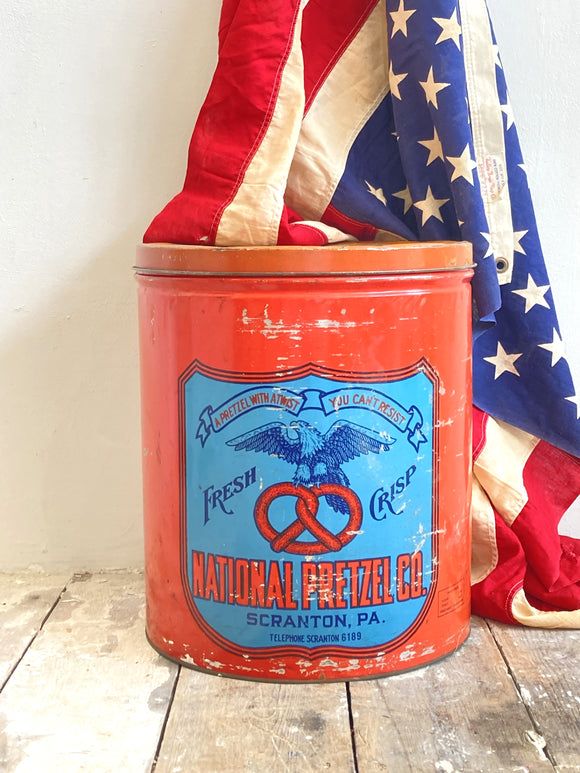 Giant vintage American Pretzel tin
