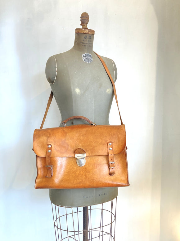 Old leather briefcase or bag