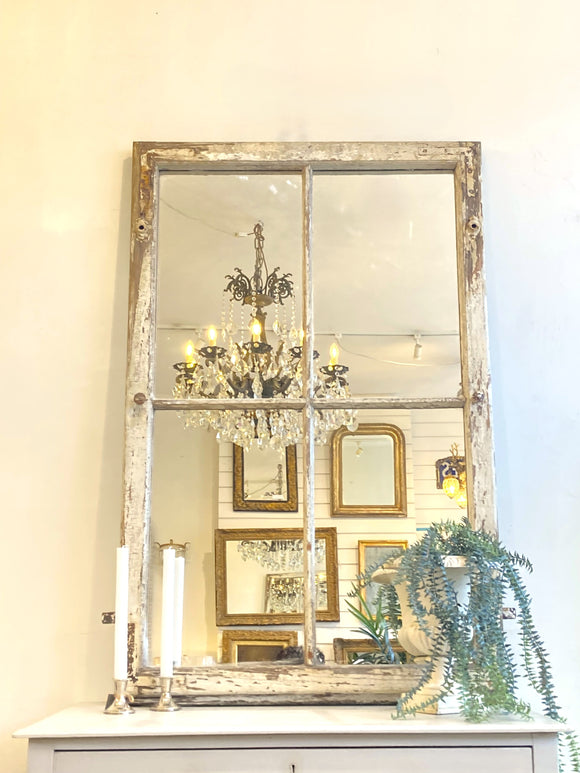 Large window frame mirror