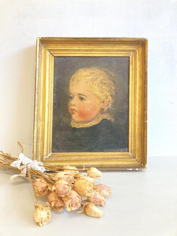 Antique portrait of a child in gilt frame, 1816