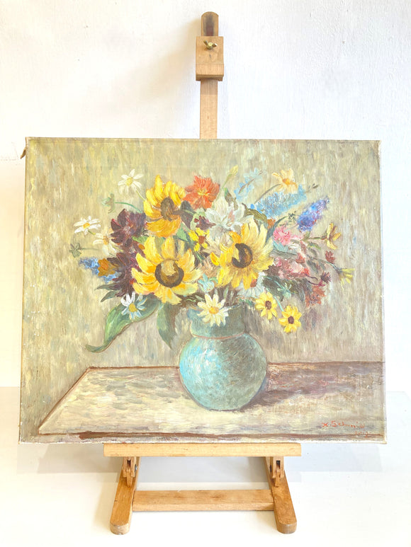 1930's oil on canvas - flowers