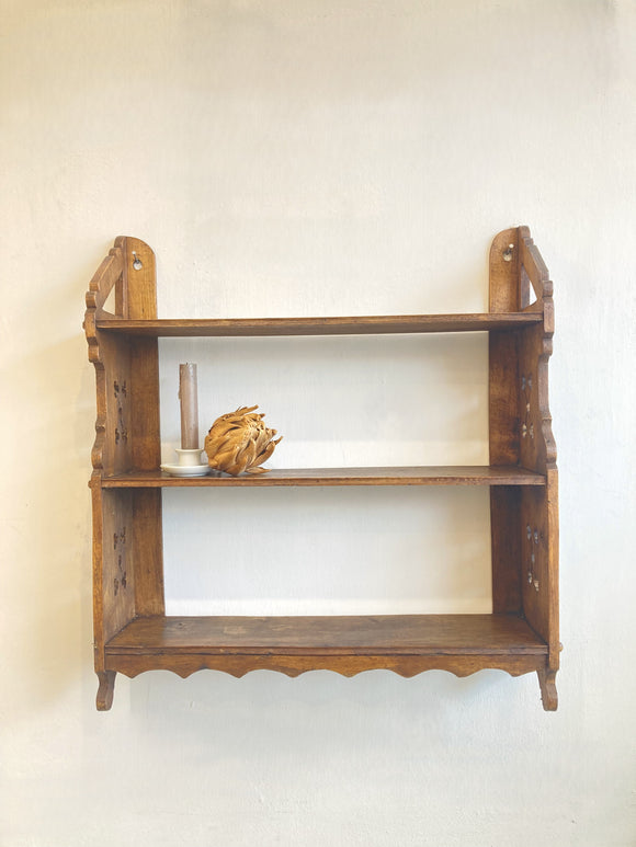 Victorian pine wall shelf