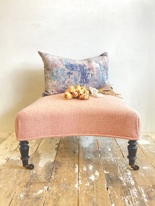 Reupholstered antique French footstool