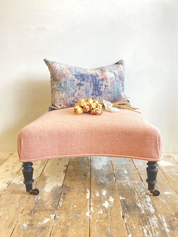 Reupholstered antique French footstool