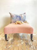 Reupholstered antique French footstool