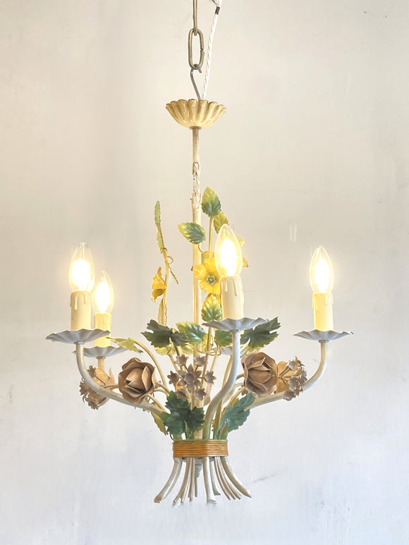 Vintage 5 arm toleware chandelier