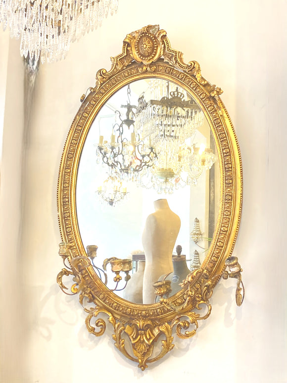 Large elegantly knackered antique gilt mirror