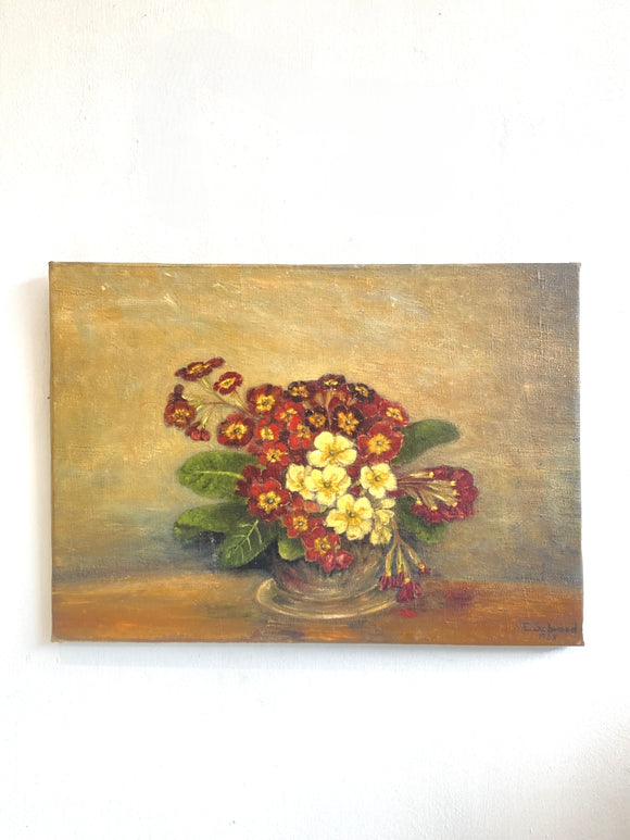 Vintage oil on canvas - Primroses 1948
