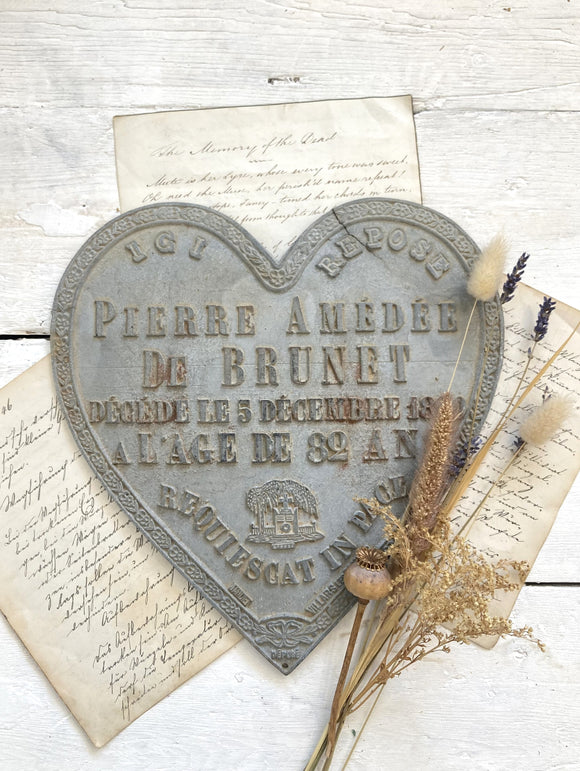 Antique French memorial heart