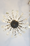 Vintage multiarm brass chandelier with crystal drops