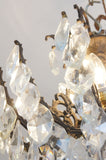 Vintage multiarm brass chandelier with crystal drops
