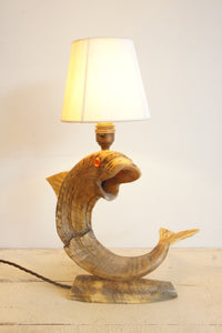 Antique rams horn 'Fish' lamp