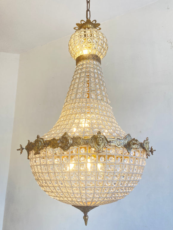 Large vintage button empire chandelier