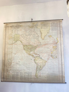 Antique 1908 double sided Scarborough World Map