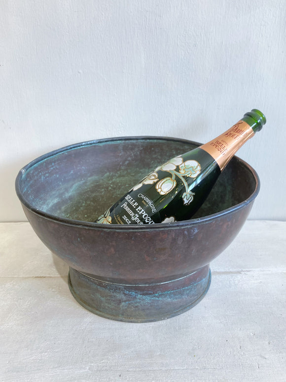 Antique copper bowl - perfect champagne bucket